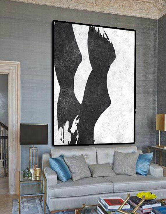 Black And White Minimal Painting On Canvas,Canvas Paintings For Sale #R5L4